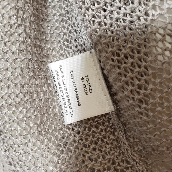 EILEEN FISHER Lagenloo Linen blend open knit coverup open wear blouse size Small - Picture 6 of 9